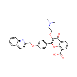 CN(C)CCOc1c(-c2ccc(OCc3ccc4ccccc4n3)cc2)oc2c(C(=O)O)cccc2c1=O ZINC000038853732