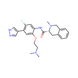 CN(C)CCOc1cc(-c2cn[nH]c2)c(F)cc1NC(=O)[C@H]1Cc2ccccc2CN1C ZINC000058575243