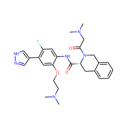CN(C)CCOc1cc(-c2cn[nH]c2)c(F)cc1NC(=O)[C@H]1Cc2ccccc2CN1C(=O)CN(C)C ZINC000058568639