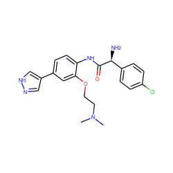 CN(C)CCOc1cc(-c2cn[nH]c2)ccc1NC(=O)[C@@H](N)c1ccc(Cl)cc1 ZINC000058574676