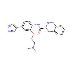 CN(C)CCOc1cc(-c2cn[nH]c2)ccc1NC(=O)[C@@H]1Cc2ccccc2CN1 ZINC000058581036