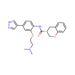 CN(C)CCOc1cc(-c2cn[nH]c2)ccc1NC(=O)[C@H]1COc2ccccc2C1 ZINC000040900092