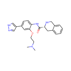CN(C)CCOc1cc(-c2cn[nH]c2)ccc1NC(=O)[C@H]1Cc2ccccc2CN1 ZINC000058580917