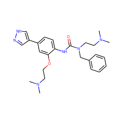 CN(C)CCOc1cc(-c2cn[nH]c2)ccc1NC(=O)N(CCN(C)C)Cc1ccccc1 ZINC000299855234