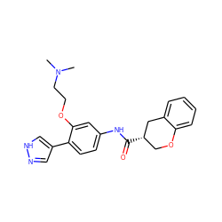 CN(C)CCOc1cc(NC(=O)[C@H]2COc3ccccc3C2)ccc1-c1cn[nH]c1 ZINC000040900098