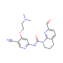 CN(C)CCOc1cc(NC(=O)N2CCCc3ccc(C=O)nc32)ncc1C#N ZINC001772573321