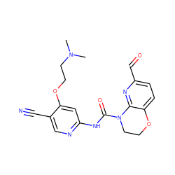 CN(C)CCOc1cc(NC(=O)N2CCOc3ccc(C=O)nc32)ncc1C#N ZINC001772608406