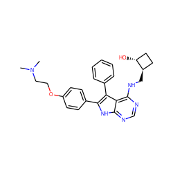 CN(C)CCOc1ccc(-c2[nH]c3ncnc(NC[C@@H]4CC[C@H]4O)c3c2-c2ccccc2)cc1 ZINC000039470904