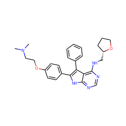 CN(C)CCOc1ccc(-c2[nH]c3ncnc(NC[C@@H]4CCCO4)c3c2-c2ccccc2)cc1 ZINC000035833483