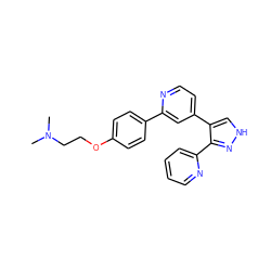 CN(C)CCOc1ccc(-c2cc(-c3c[nH]nc3-c3ccccn3)ccn2)cc1 ZINC000013684443