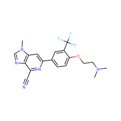 CN(C)CCOc1ccc(-c2cc3c(ncn3C)c(C#N)n2)cc1C(F)(F)F ZINC000058538409