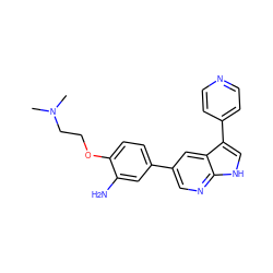 CN(C)CCOc1ccc(-c2cnc3[nH]cc(-c4ccncc4)c3c2)cc1N ZINC000095578915