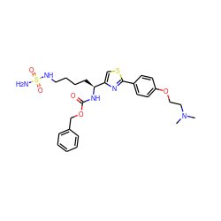 CN(C)CCOc1ccc(-c2nc([C@H](CCCCNS(N)(=O)=O)NC(=O)OCc3ccccc3)cs2)cc1 ZINC000049881503