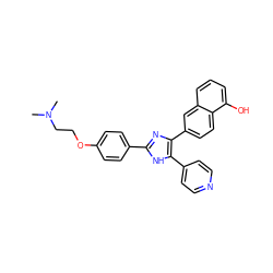 CN(C)CCOc1ccc(-c2nc(-c3ccc4c(O)cccc4c3)c(-c3ccncc3)[nH]2)cc1 ZINC000095589116