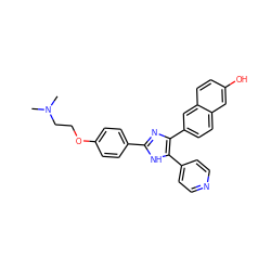 CN(C)CCOc1ccc(-c2nc(-c3ccc4cc(O)ccc4c3)c(-c3ccncc3)[nH]2)cc1 ZINC000095586459