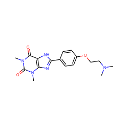 CN(C)CCOc1ccc(-c2nc3c([nH]2)c(=O)n(C)c(=O)n3C)cc1 ZINC000103269581