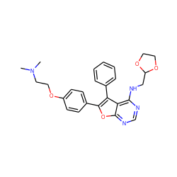 CN(C)CCOc1ccc(-c2oc3ncnc(NCC4OCCO4)c3c2-c2ccccc2)cc1 ZINC000084742077