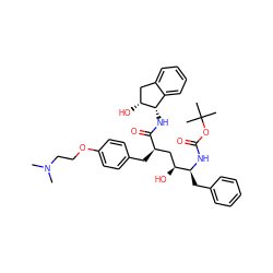 CN(C)CCOc1ccc(C[C@H](C[C@H](O)[C@H](Cc2ccccc2)NC(=O)OC(C)(C)C)C(=O)N[C@H]2c3ccccc3C[C@H]2O)cc1 ZINC000029412291