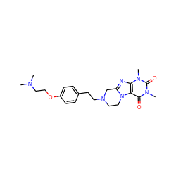 CN(C)CCOc1ccc(CCN2CCn3c(nc4c3c(=O)n(C)c(=O)n4C)C2)cc1 ZINC000653822820