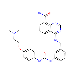 CN(C)CCOc1ccc(NC(=O)Nc2cccc(CNc3ncnc4c(C(N)=O)cccc34)c2)cc1 ZINC000166992203