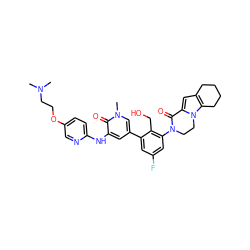 CN(C)CCOc1ccc(Nc2cc(-c3cc(F)cc(N4CCn5c(cc6c5CCCC6)C4=O)c3CO)cn(C)c2=O)nc1 ZINC000116056777