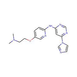 CN(C)CCOc1ccc(Nc2cc(-n3ccnc3)ncn2)nc1 ZINC001772582936