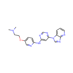 CN(C)CCOc1ccc(Nc2cc(-n3cnc4ncccc43)ncn2)nc1 ZINC001772632671