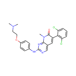 CN(C)CCOc1ccc(Nc2ncc3cc(-c4c(Cl)cccc4Cl)c(=O)n(C)c3n2)cc1 ZINC000003815490