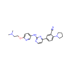 CN(C)CCOc1ccc(Nc2nccc(-c3ccc(N4CCCC4)c(C#N)c3)n2)cn1 ZINC000113824404