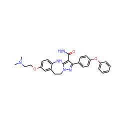 CN(C)CCOc1ccc2c(c1)CCn1nc(-c3ccc(Oc4ccccc4)cc3)c(C(N)=O)c1N2 ZINC000045336742