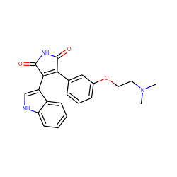 CN(C)CCOc1cccc(C2=C(c3c[nH]c4ccccc34)C(=O)NC2=O)c1 ZINC000045245259