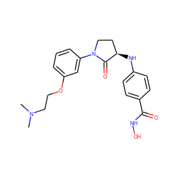 CN(C)CCOc1cccc(N2CC[C@@H](Nc3ccc(C(=O)NO)cc3)C2=O)c1 ZINC000169216627