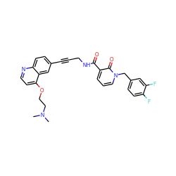 CN(C)CCOc1ccnc2ccc(C#CCNC(=O)c3cccn(Cc4ccc(F)c(F)c4)c3=O)cc12 ZINC000096176204