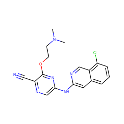 CN(C)CCOc1nc(Nc2cc3cccc(Cl)c3cn2)cnc1C#N ZINC000082150729