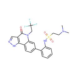 CN(C)CCS(=O)(=O)Nc1ccccc1-c1ccc2c3[nH]ncc3c(=O)n(CC(F)(F)F)c2c1 ZINC000205525315