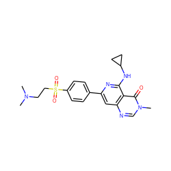 CN(C)CCS(=O)(=O)c1ccc(-c2cc3ncn(C)c(=O)c3c(NC3CC3)n2)cc1 ZINC000115625324