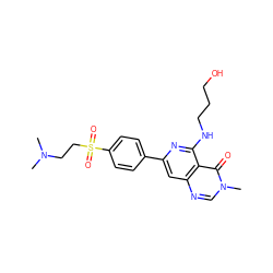 CN(C)CCS(=O)(=O)c1ccc(-c2cc3ncn(C)c(=O)c3c(NCCCO)n2)cc1 ZINC000115625443