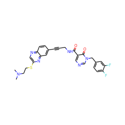 CN(C)CCSc1cnc2ccc(C#CCNC(=O)c3cncn(Cc4ccc(F)c(F)c4)c3=O)cc2n1 ZINC000096176133