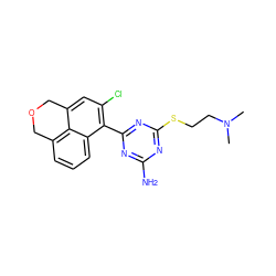 CN(C)CCSc1nc(N)nc(-c2c(Cl)cc3c4c(cccc24)COC3)n1 ZINC000103229063