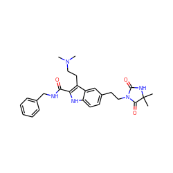 CN(C)CCc1c(C(=O)NCc2ccccc2)[nH]c2ccc(CCN3C(=O)NC(C)(C)C3=O)cc12 ZINC000003941147