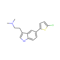 CN(C)CCc1c[nH]c2ccc(-c3ccc(Cl)s3)cc12 ZINC000000022994