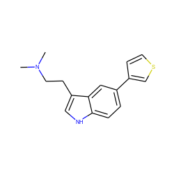 CN(C)CCc1c[nH]c2ccc(-c3ccsc3)cc12 ZINC000000022988