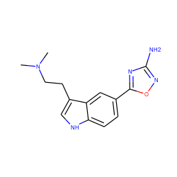 CN(C)CCc1c[nH]c2ccc(-c3nc(N)no3)cc12 ZINC000013827477