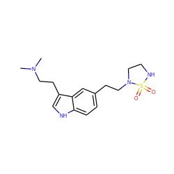 CN(C)CCc1c[nH]c2ccc(CCN3CCNS3(=O)=O)cc12 ZINC000013738517