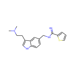 CN(C)CCc1c[nH]c2ccc(CNC(=N)c3cccs3)cc12 ZINC000034805852