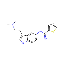 CN(C)CCc1c[nH]c2ccc(NC(=N)c3cccs3)cc12 ZINC000034805721