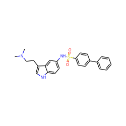 CN(C)CCc1c[nH]c2ccc(NS(=O)(=O)c3ccc(-c4ccccc4)cc3)cc12 ZINC000013611724