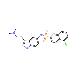 CN(C)CCc1c[nH]c2ccc(NS(=O)(=O)c3ccc4c(Cl)cccc4c3)cc12 ZINC000013611722