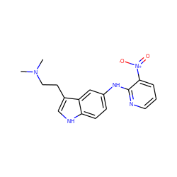 CN(C)CCc1c[nH]c2ccc(Nc3ncccc3[N+](=O)[O-])cc12 ZINC000003793340