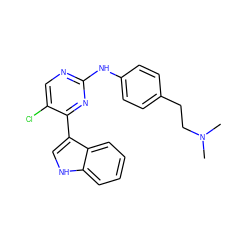 CN(C)CCc1ccc(Nc2ncc(Cl)c(-c3c[nH]c4ccccc34)n2)cc1 ZINC000028821333